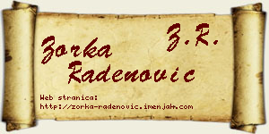 Zorka Radenović vizit kartica